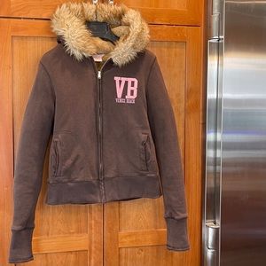 Venice Beach Faux Fur Hooded Jacket NWOT  Size M